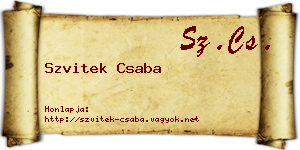 Szvitek Csaba névjegykártya
